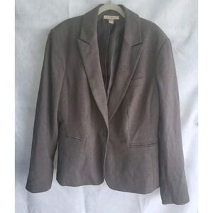 roz & Ali women's classic gray blazer suit jacket size 10 buttons‎
